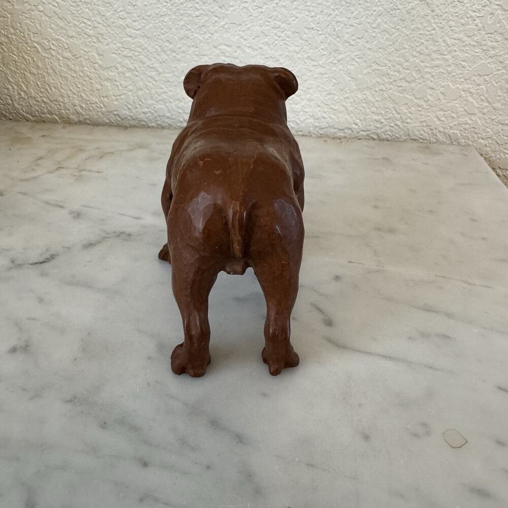 Vintage Red Mill Standing English Bulldog Pecan Shell Resin Art Brown Dog. - Picture 4 of 7